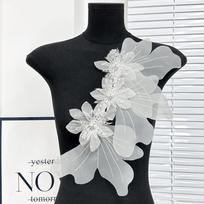 New Multi-layer Organza Flower Patch 3D Large Dress Cloth Pin Hand-made Lace Applique Decorative Corsage Accessory balta