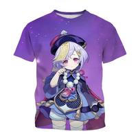 Genshin Impact game features handsome characters, 3D printed cool and stylish T-shirts for men M purple