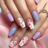 24 Pcs Long Shape Press On Nail Flowers False Nail Simple Acrylic Nail Glossy Full Cover Stick on Nail for Woman 1 brown