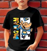 Fashion Dog Man Cartoon Summer Tees for Girls Boys Cute Comfortable Children Clothing Popular Leisure Style Kids O-Neck Tshirt 110