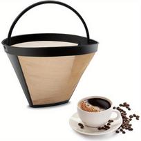 Gold Coffee Filter Reusable #4 Cone Coffee Filters Basket Replacement Fits Cuisinart/Ninja Coffee Makers and Brewers (1) black