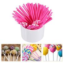 100 Pcs/Set Colorful Lollipop Sticks Cake Pop Sticks for Candy Chocolate 10cm Pink white