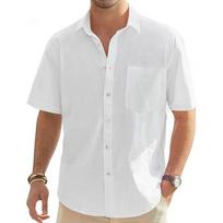 Men Casual Solid Short Sleeve Turn Down Collar Button Shirt For Summer S