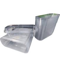 50 vnt. Skaidrus stačiakampis desertų indelis 280 ml Stačiakampis pyrago indelis Duonos/delikatesų indelis Vaisių pakuotės dėžutė 50PCS gray