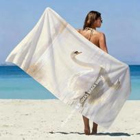 Elegant Swan Watercolor Beach Towel Patterned Sunscreen And Windproof Suitable For Swimming Pool Camping Travel 130x80cm white