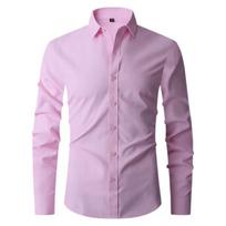 Korean Version Slim Fit Elastic Shirt for Men, Simple Business Thin Shirt for Men M
