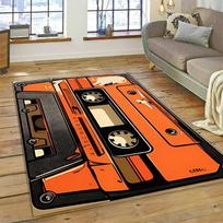 3D muzikos kasetė, retro įrašymo įrenginys, kompaktinis diskas instrumentas, kilimas miegamojo svetainei namų sofos dekoravimui, vaikų dekoro grindų kilimėlis 40x60CM orange
