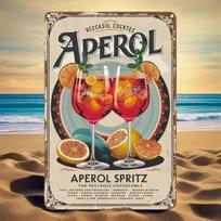 Vintažinis metalinis Aperol kokteilio ženklas sienai, barui, kavinei, atsparus vandeniui 20X30CM