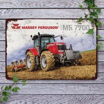 Metalinis ženklas su vintažiniu Massey Ferguson traktoriumi Puikiai tinka vyriškam kampeliui, garažui ar barui Šis retro 740 serijos sieninis 20X30CM black