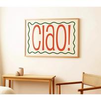 Ciao Bella Sage Green Striped Canvas Print Italy La Dolce Vita Quotation Wall Art Poster for Modern Living Room Y2k Home Decor 21X30CMNo Framed beige