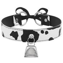 Fashion Leather Choker Necklace Cow Print Adjustable Bow Necklaces Women Necklace