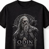 Odin Visų Tėvas Vikingų Varnas Norse Mitologija Valhalla Unisex Marškinėliai S black