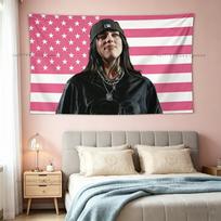 Billie Eilish Tapestry Hip Hop Wall Hanging Aesthetic Bedroom Dorm Room Decor Music Fan Art Poster Home Gift 100X70CM black
