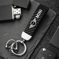 1 vnt. Paprastas PU odos raktų pakabukas Moterims Vyrams Automobilio raktų grandinėlė For MINI Cooper R56 F56 R50 JCW Cabrio Aceman Countryman Coupe WORKS  rdxzk11 black