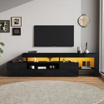 192*37*53cm televizoriaus spintelė su 3 spintelėmis, su LED, blizgi, tinkama maždaug 85 colių televizoriams, juoda 192 x 37 x 53 cm juoda