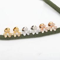 High Qulity Classic Europe New Popular Brand Luxury Jewelry Earrings For Gold Color Flowers Sweet Romantic Clover Ear Stud
