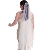 Luxurious Bridal Veils Airy Sheer Hair Accessory For Wedding Pearls Adorned Headpiece Classical Design balta