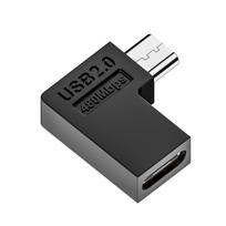 90 Degree Right Up Down Angled Micro USB Male to Type C Female Extension Adapter for Laptop PC Chargers Converter