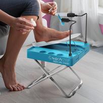 Foldable Pedicure Station with USB Fan Magnifying Light 5 Adjustable Foot Positions For At-Home Nail Care Salon Travel Use mėlyna