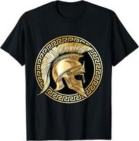 NEW LIMITED Spartan Helmet Gold Gladiator Sparta Greek Gym Workout T-Shirt L beige