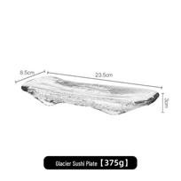 Japanese Style Glass Sushi and Dessert Plate - Rectangular Tray for Sashimi and Western Food white
