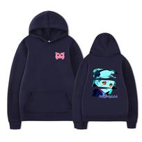Fashionable New Sci Fi Anime Cyberpunk Edgerunner Rebecca Printed Men's Casual Trendy Street Hoodie Comfortable S blue