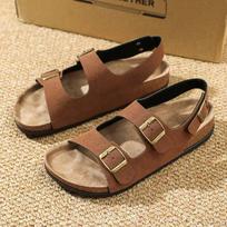 Brand Outdoor Fashion Men Suede Thick Soled Anti Slip Sandals New Couple's Breathable Comfortable and Fashionable Beach Slippers 35
