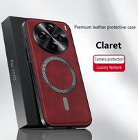 For VIVO X100 X100 Pro X100S Pro X100 Ultra leather full-cover magnetic waterproof shockproof fingerprint phone case For VIVO X100 Ultra raudona