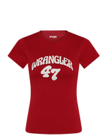 Wrangler - Shrunken Band Tee - Marškinėliai trumpomis rankovėmis - Raudona