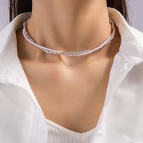 Geometric Necklace Bead Choker Necklace Bohemia Clavicle Chain 26081-silver