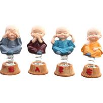 Small Monk Figurines Kawaii Buddha Mini Statue Religion Resin Desk Miniatures Bonsai Decoration Children's Gifts Car Accessories beige