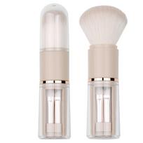Portable 5-in-1 Retractable Makeup Brush Set: Lip, Concealer, Eyeshadow Brushes & Silicone Head white