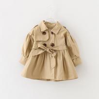 2026 Spring Girls' Long Sleeve Lapel Windbreaker Jacket 100 cm beige