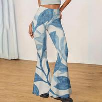 Women's High Waist Flare Yoga Pants - Slim Fit Casual Long Trousers for Daily Wear XXL mėlyna