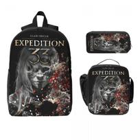 3 vnt. Expedition33 Clair Obscur Expedition 33 Kuprinės rinkinys vaikams Pieštukinių dėklai Kuprinės rinkiniai su pietų dėžute Mokyklos mokiniams black