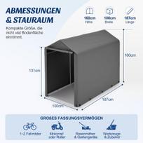 Portable Outdoor Storage Tent Shelter Shed, Heavy Duty Storage Tent with Roll-up Doors Shelter for Garden Tool, Lawn Mower, Motorcycleand, Bike 1 x 1.87 x 1.60 m pilka