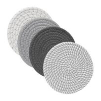 4vnt austi padėkliukai 18cm skersmens karščiui atsparūs padėkliukai virtuvės medvilniniai virviniai stalo kilimėliai bohemiško kaimo namų dekoro 4pcs pilka