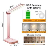 1PC LED Desk Lamp 3 Levels Dimmable Touch Night Light USB Rechargeable Eye Protection Foldable Table Lamp For Bedroom Bedside Desk