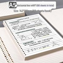 Set of 5 Non-Scratch Ring Binder Notebooks with Detachable Coil for Students, Includes 5 Thickened Notebooks for Junior High to College gray
