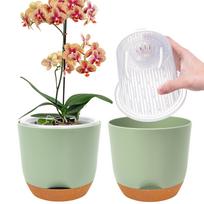 2 vnt. orchidėjų vazonai su skylėmis persodinant Gėlių vazonas Plastikinis orchidėjų vazonas Vidinis orchidėjų sodintuvas Savlaistis augalų vazonas su įpurškimo 5.5inch balta