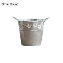 Home Decor Plants Storage Bucket Flower Pot Succulent Planting Vintage Iron Flowerpot Small Round gray