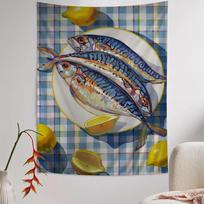 Colorful Sardine Lobster Fish Ocean Hanging Bohemian Tapestry for Living Room Home Dorm Decor Japanese Tapestry 125x150cm (50x60in) black