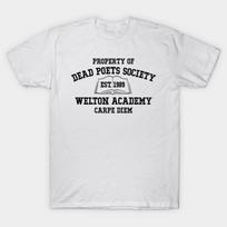Asian Size Men Print T-shirt Dead Poets Society No-Cut Heat Transfer Print Cotton Tshirt L balta