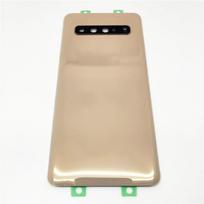 Skirta Samsung Galaxy S10 5G G977 G977F 5G versijai Baterijos dangtelis Galinis stiklas Galinis su kameros objektyvu auksinė