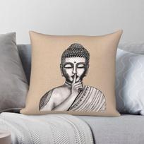 Do Not Disturb Buddha Square Pillowcase Polyester Linen Velvet Pattern Zip Decor Home Cushion Cover 30X30CM beige