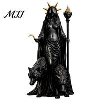 Unique Fantasy Sculpture Hecate Greek Goddess Statue with Magical Hounds, Theme Occult Room Decor Resin Sculpture, Mythological Figurine for black