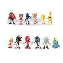 12 Super Sonic figūrėlių rinkinys, 4-5 cm aukščio, Klasikinių vaizdo žaidimų personažų kolekciniai daiktai, Vaikų žaislai, dovanos