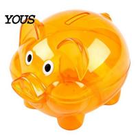 Decorative Money Holder Unbreakable Plastic Piggy Bank for Kids, Transparent Pig Shape Cash Coin Clear Bank, Saving Jar Box Nursery Bedroom L žalia