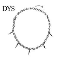 Unisex Choker Necklace Hollow Chain Rivet Decor Solid Color Adjustable Length Hip Hop Style Punk Party Club Neck Jewelry Lady sidabras