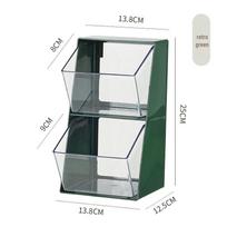 Tea Bag & Lip Glaze Organizer: Dustproof Desktop Storage Box for Office or Pantry beige